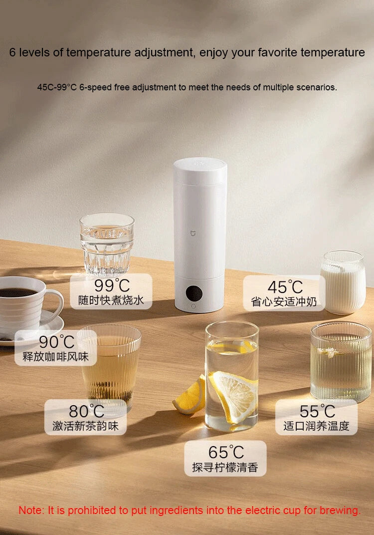 Portable Electric Kettle 350ml with Temperature Control & Thermos