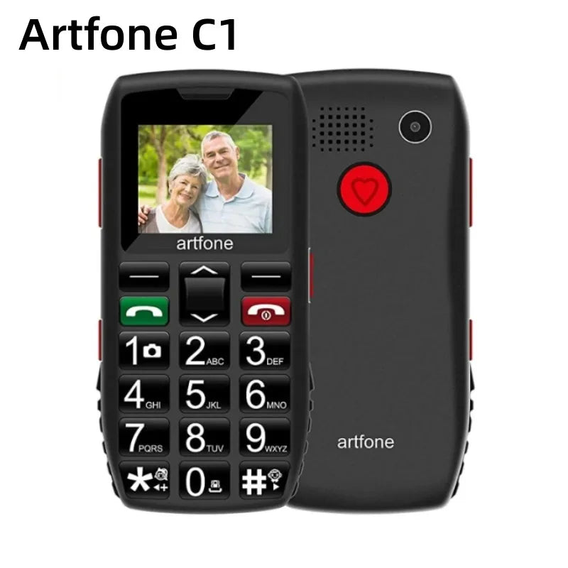 Bar Senior Mobile Phone Artfone C1+ With Free Charging Dock C1 Big Rubber Keypad For Elderly Dual Sim One Key SOS FM 1400mAh