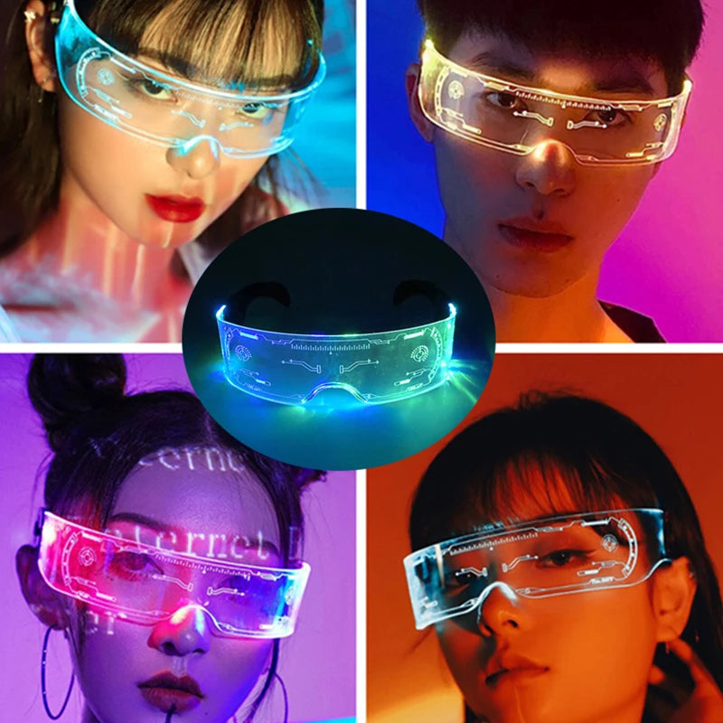 LED Luminous Futurist Cyberpunk Glasses LED Light Up Glasses cool cyberpunk glasses for man women cospaly supplies