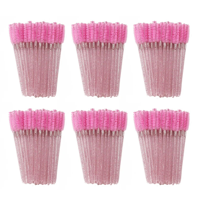 ANNAFRIS 50Pcs Disposable Eyelash Brush Soft Head Crystal Eyebrow Brush Lash Extension Brush Mascara Wand Makeup Tool