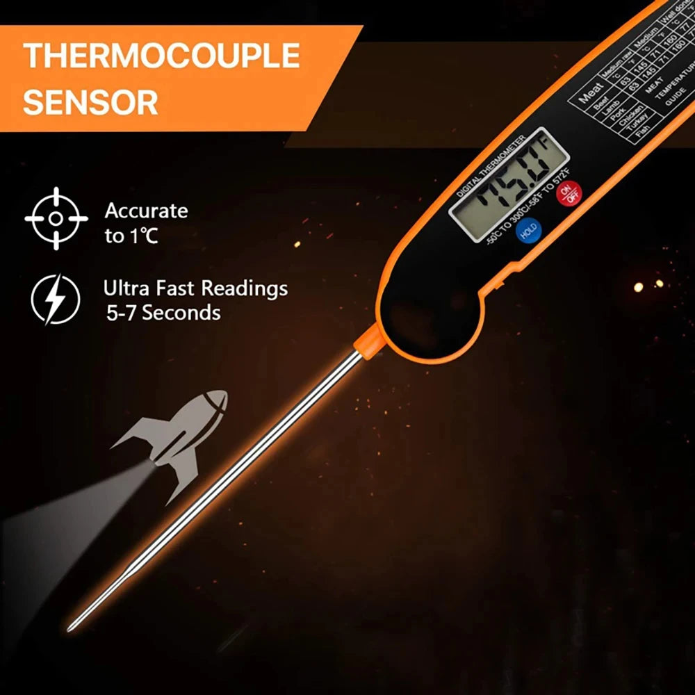 Folding Digital Food Thermometer with Hold Function