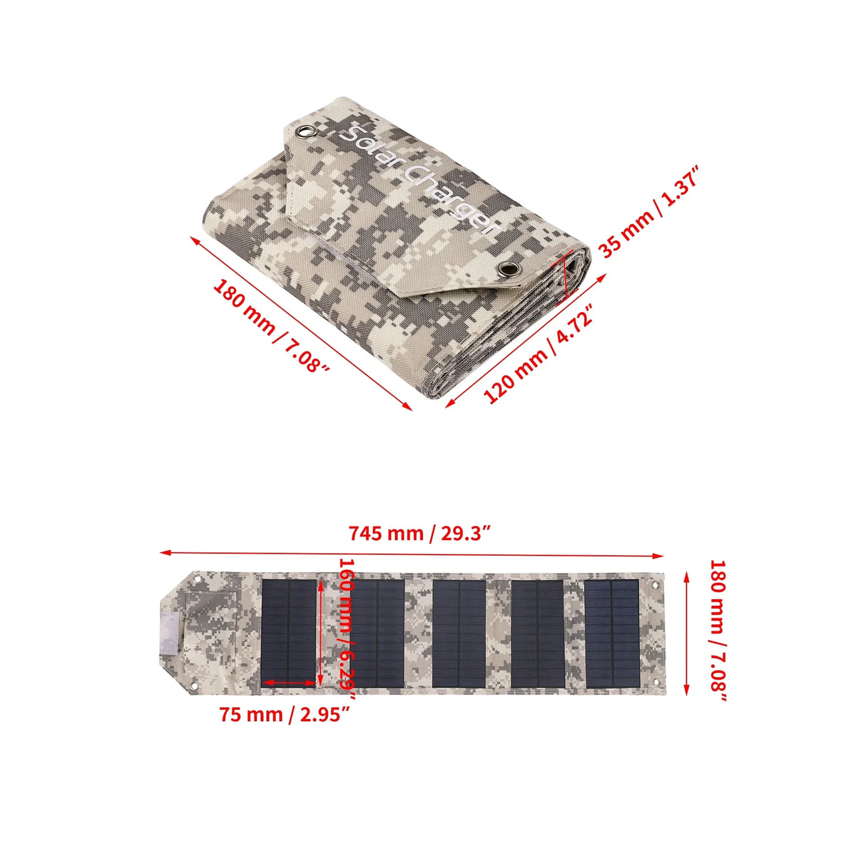 Folding USB Solar Panel - 60/80/100 W Labels
