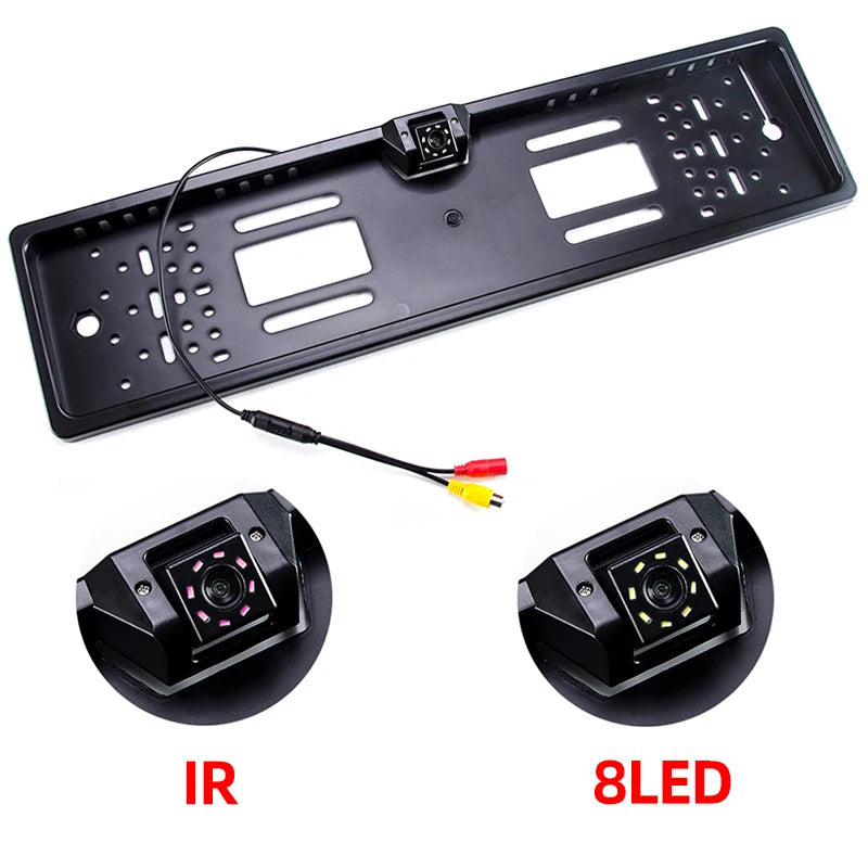 Hippcron Car Plate Camera Rear View Wireless EU European License Frame Waterproof Night Vision Reverse Backup 8 LED Camera