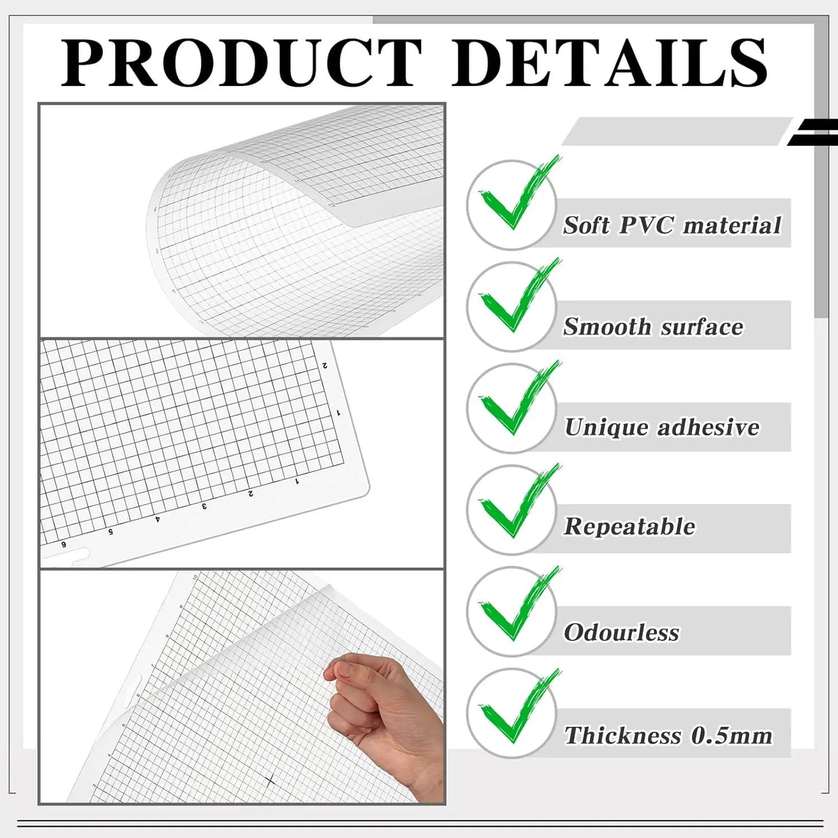 Standard-Grip Cameo Cutting Mats with Scraper, 3-Pack