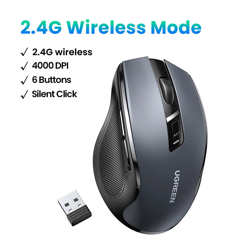 Wireless Bluetooth Mouse – Ergonomic 4000DPI Silent Mouse with 6 Buttons for MacBook, Laptop & PC - Spy-shop.com