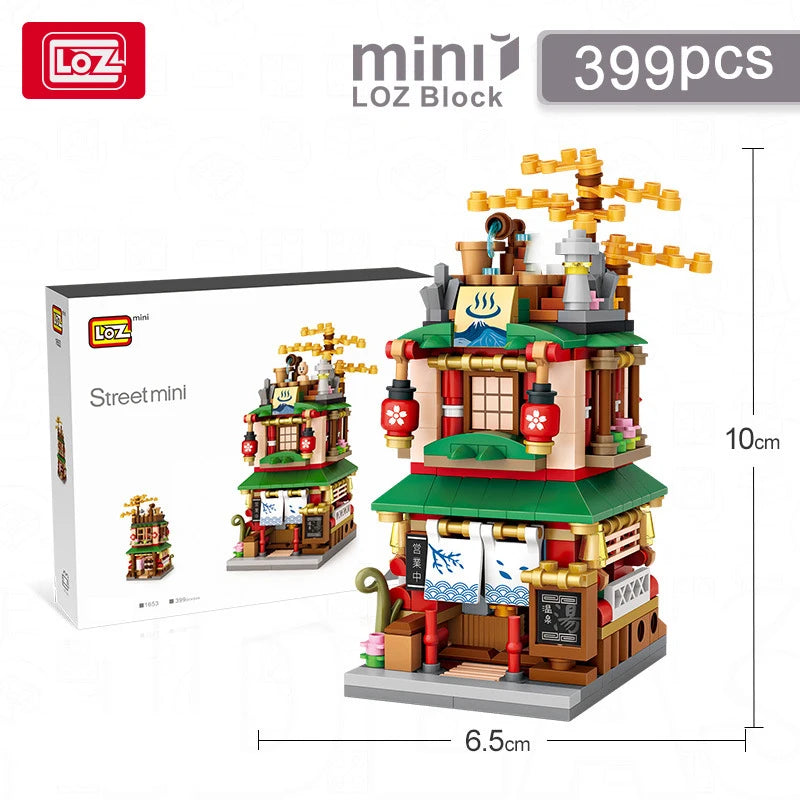 LOZ Mini Street View Series Japanese matcha shop Ramen Canteen Kimono shop Building house model Children's building blocks toys