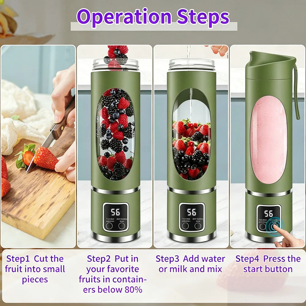 450ml Portable Juicer Blender Cup with 12 Stainless Steel Blades