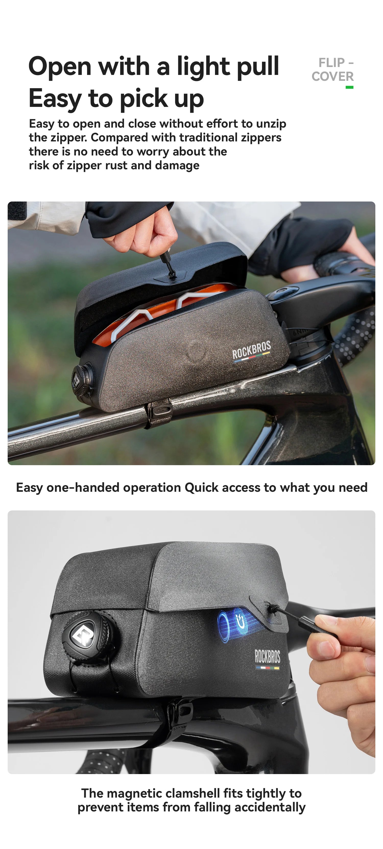 Borsa Impermeabile ROCKBROS ROAD TO SKY per Tubo Superiore della Bici, Borsa Telaio per Ciclismo, Leggera per Accessori da Bicicletta