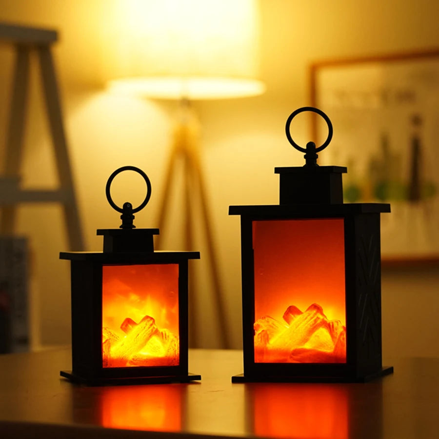 LED Flame Effect Night Light, Battery Powered Table Lamp