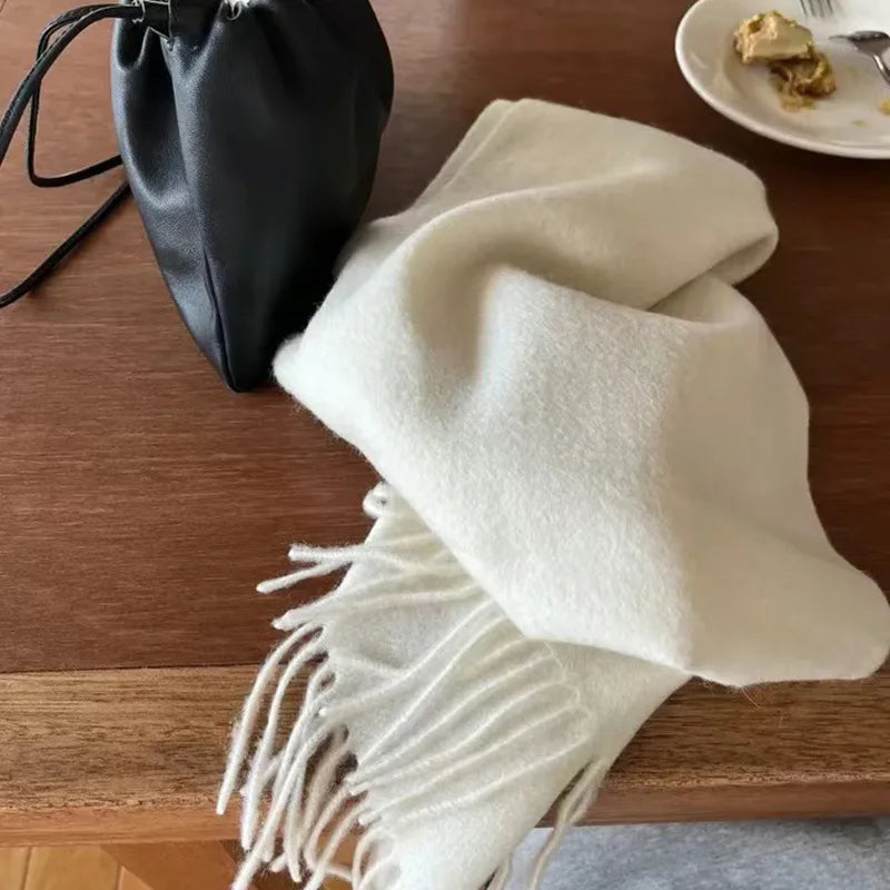 Kadın Bej Büyük Atkı – Kalınlaştırılmış Kış Şalı