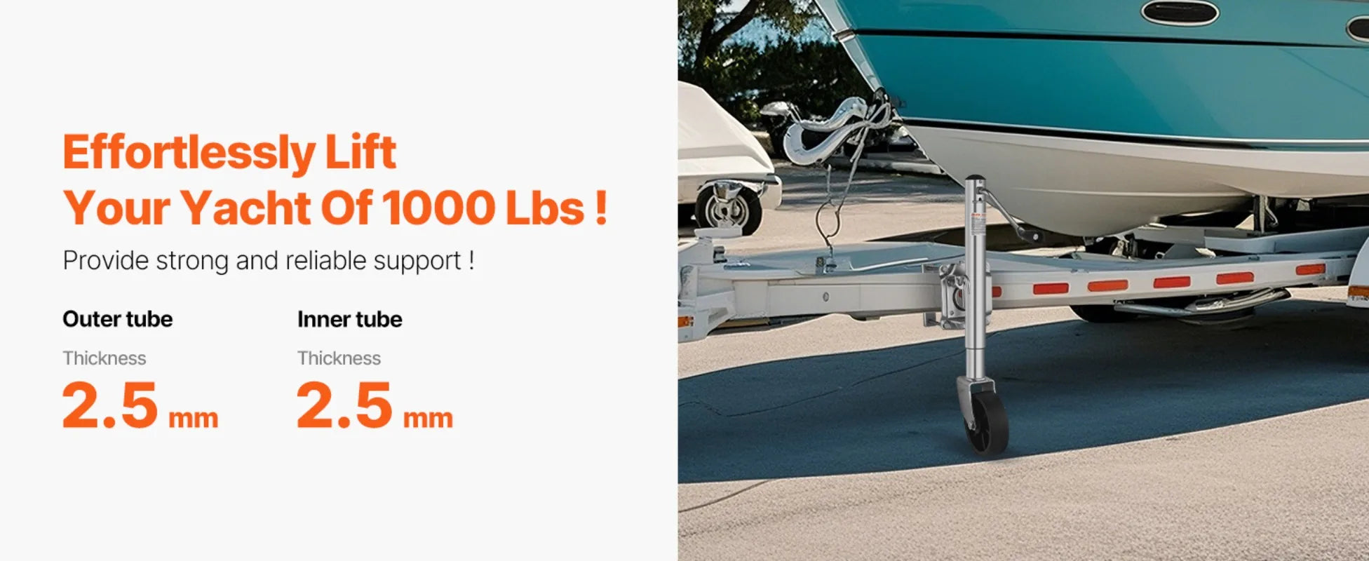 Pojízdný stojan na přívěs s kolečkem, otočný, zdvih 10", nosnost 1000 lb pro karavany a lodě