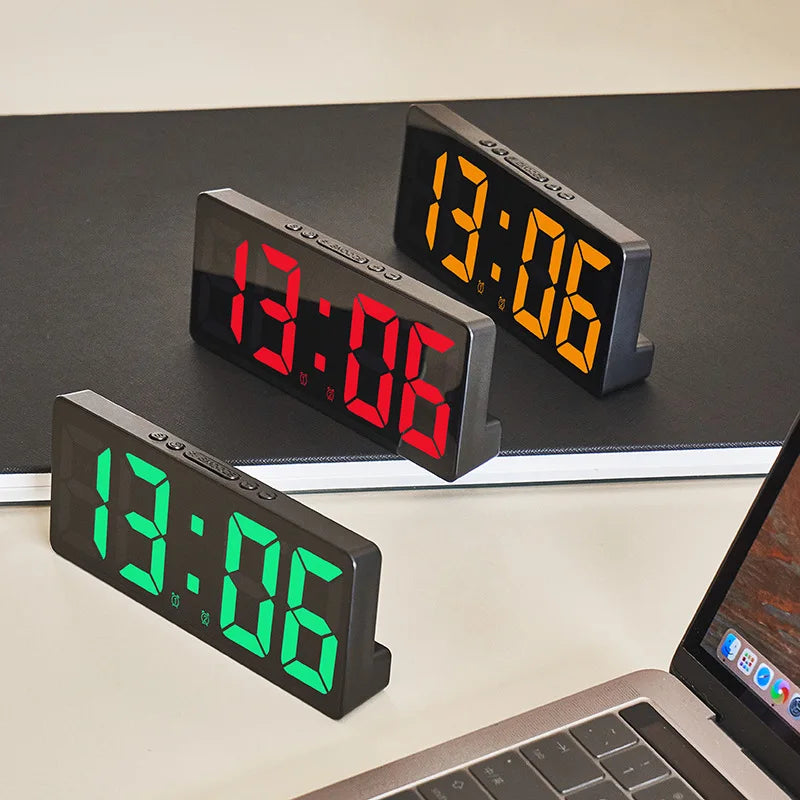 Digital Dual Alarm Clock with Adjustable LED Display