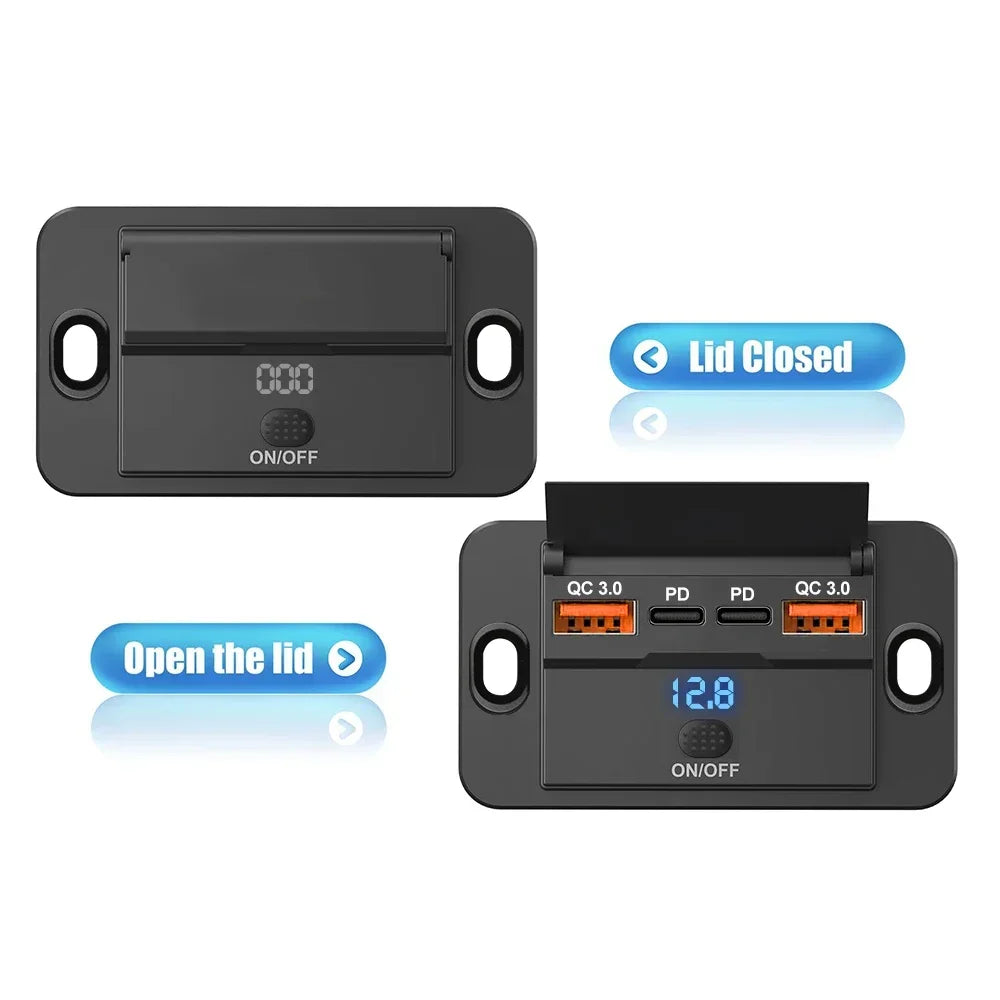 USB punjač za vozila za nadžbuknu montažu, 12V / 24V