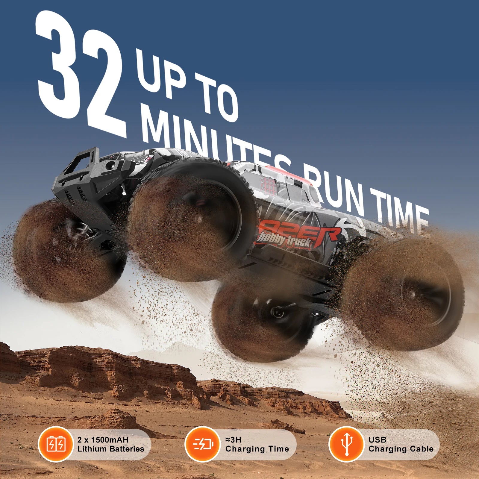 1:14 4WD RC Off-Road Lastbil 38KM/H Höghastighets Driftingbil