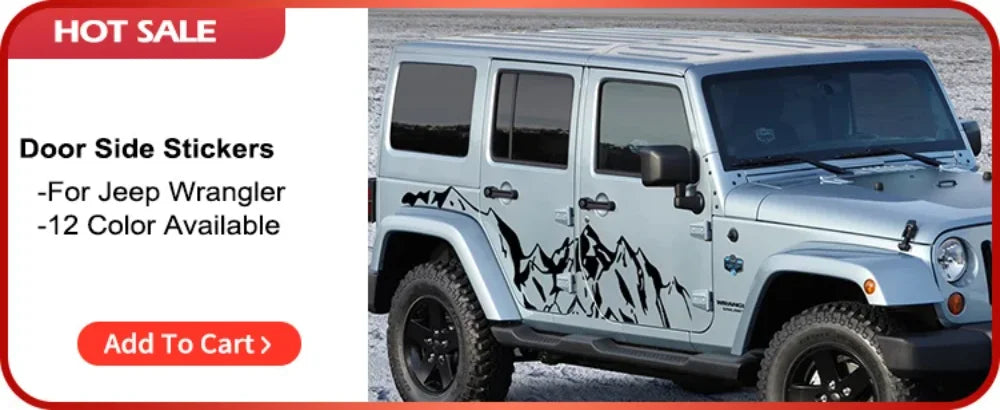 For Jeep Wrangler JK JL TJ YJ Car Door Side Stickers Mud Splashing Styling Vinyl Film Decals Decoration Auto Tuning Accessories