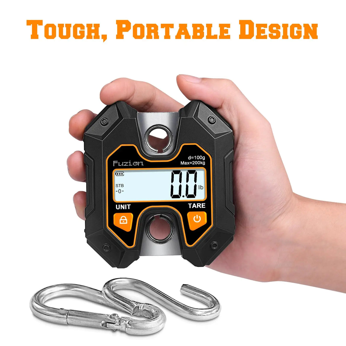 Mini Crane Scale - Hanging Scale 440lb/200kg/1960N, Deer Scale Hanging with Large LCD Display, Hold & Tare Functions