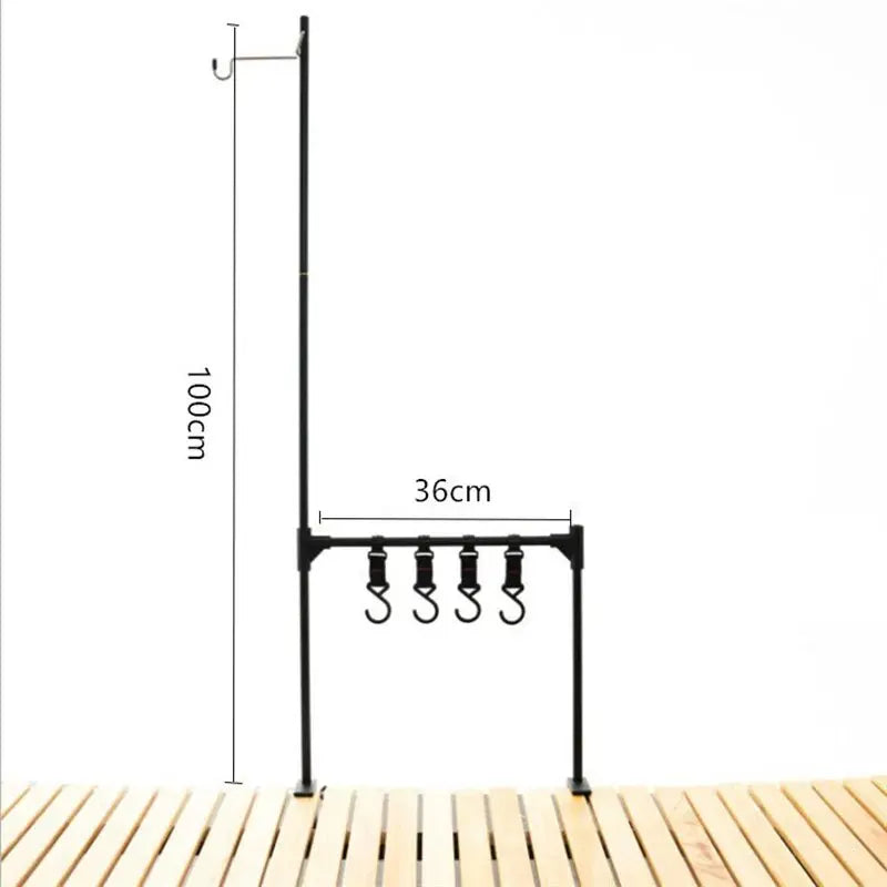 Camping Desktop Storage Rack with Hooks for Outdoor Tables