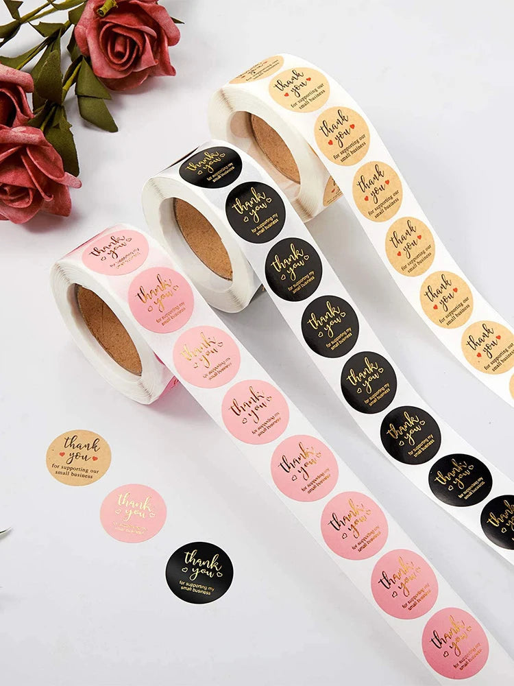 Adesivi Grazie Rosa e Nero Rotolo a Stampa a Caldo