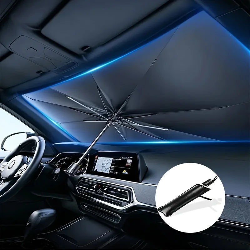 Folding Umbrella-Style Car Windscreen Sunshade