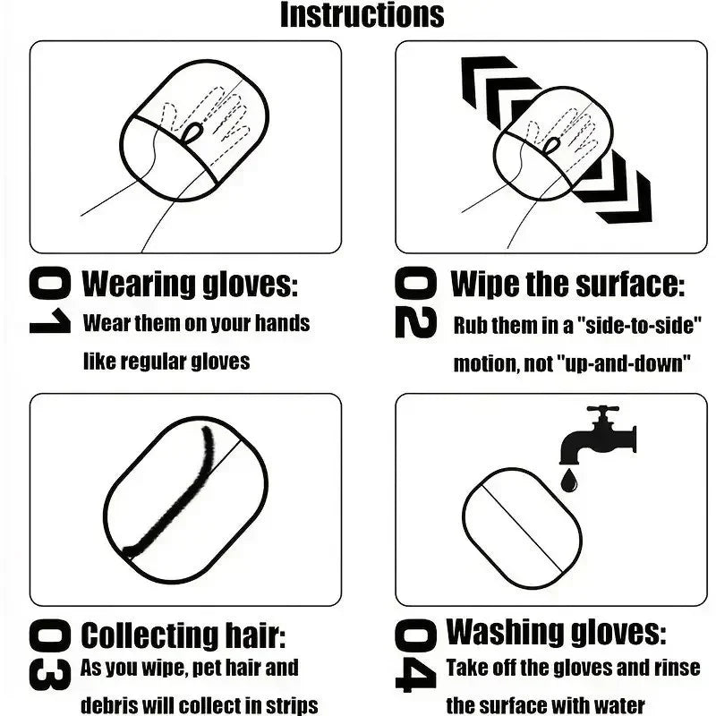 Static Pet Hair Removal Gloves - Grooming & Deshedding Gloves for Dogs Cats - Works on Sofa Carpet Clothes - Multi-Surface Brush