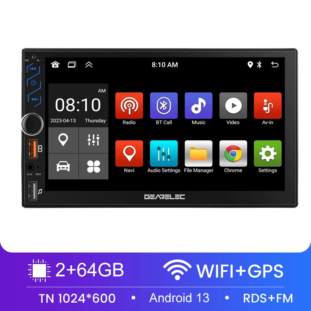 7 Inch Car Radio 2 Din Android 13 CarPlay Multimedia Player