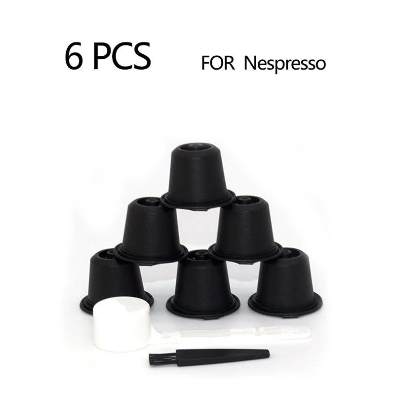 3/6PCS Refillable Reusable Nespresso Coffee Capsule Reutilisable Nespresso Pods with a Spoon a Brush