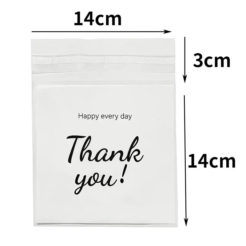 50-100pcs Thank You Gift Bags Candy Cookie Packaging Plastic Adhesive Pouch for Wedding Birthday Favors Small Business Supplies