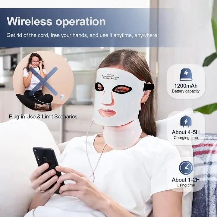 7 Color LED Silicone Face & Neck Mask for Skin Rejuvenation