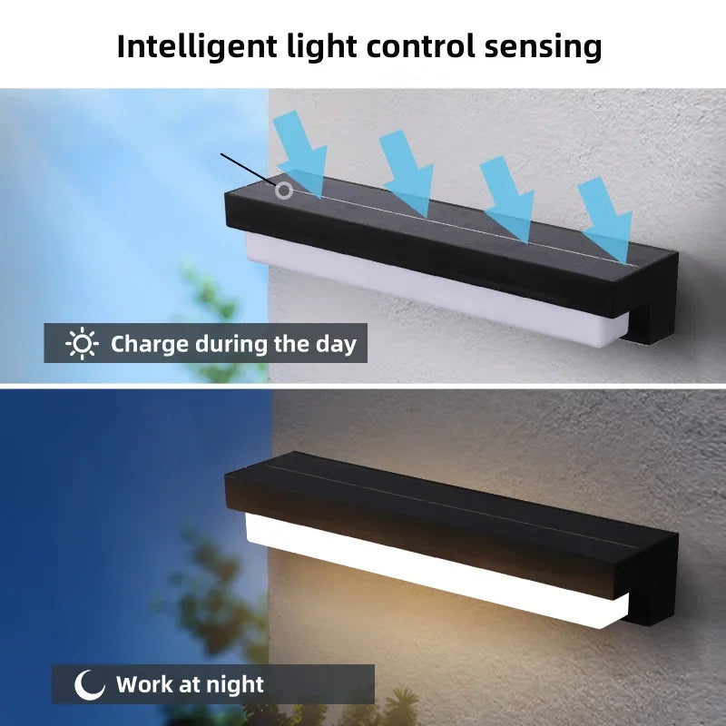 Zewnętrzna solarna lampa ścienna LED z trzema trybami barwy światła