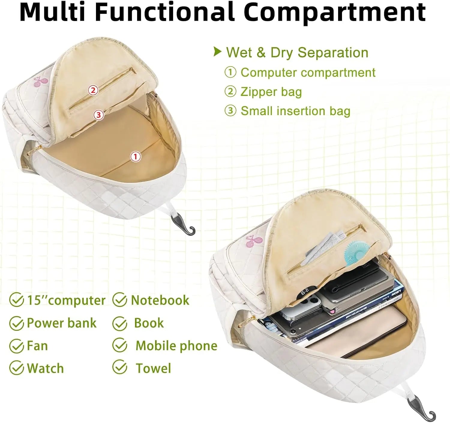 Tennis Backpack with Racket Compartment and Laptop Sleeve
