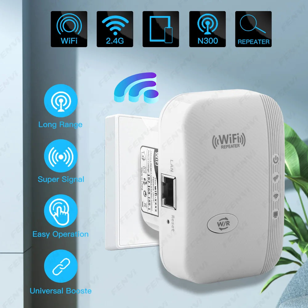 300 Mbps Wi-Fi Repeater - EU or US Plug