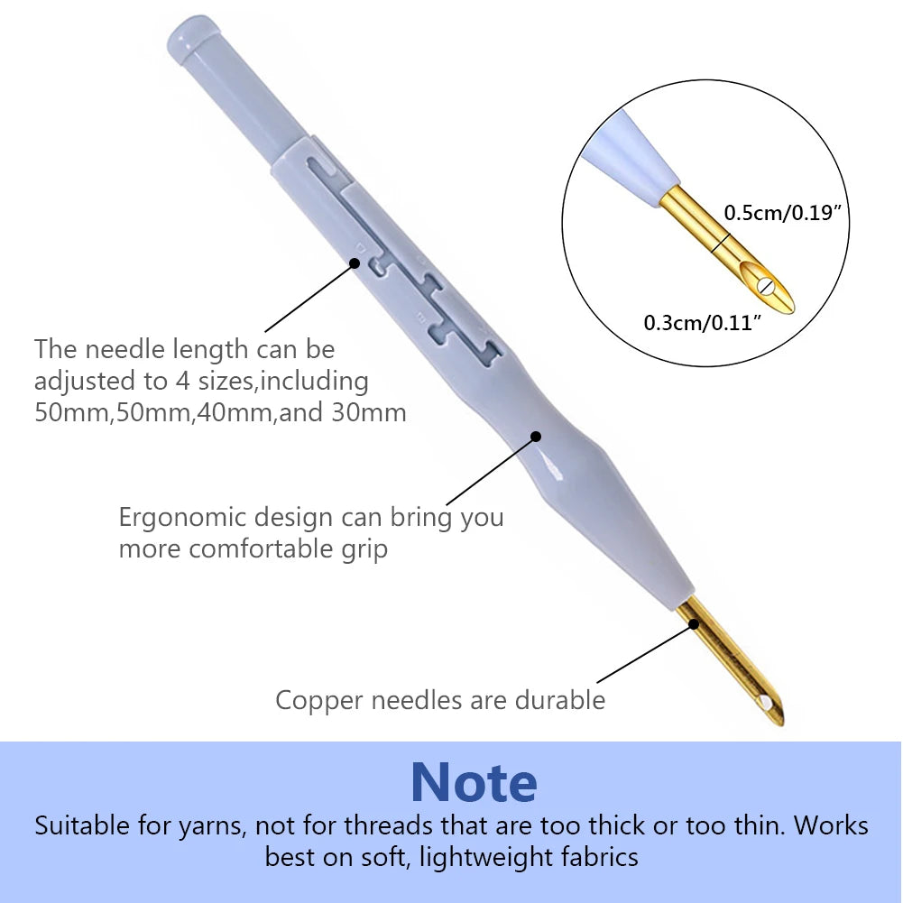 Cotton Punch-Needle Cloth or Embroidery Pen Options