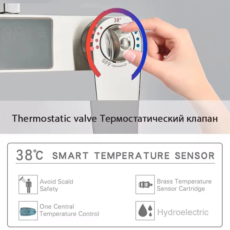 Système de robinet de douche en laiton chromé et noir