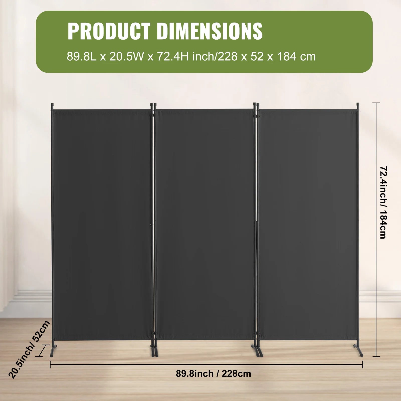 SucceBuy Room Divider Portable Panel Privacy Screen with Wheels Freestanding for Office Bedroom Dining Room Study Gray Decor
