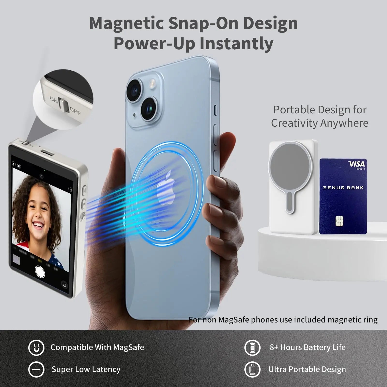 Phone Vlog Selfie Monitor Screen with Magnetic Mount & Remote