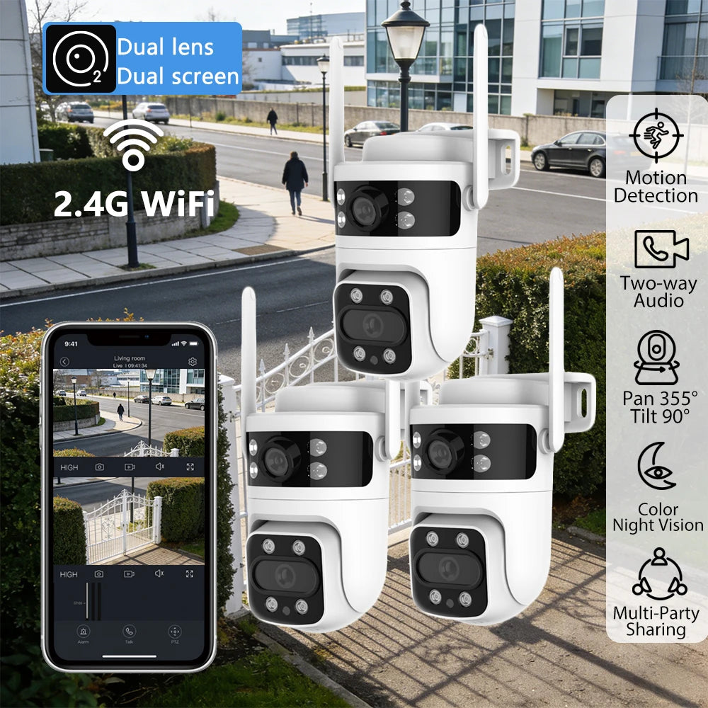 Y111 Dual Lens Outdoor PTZ Security Camera with WiFi