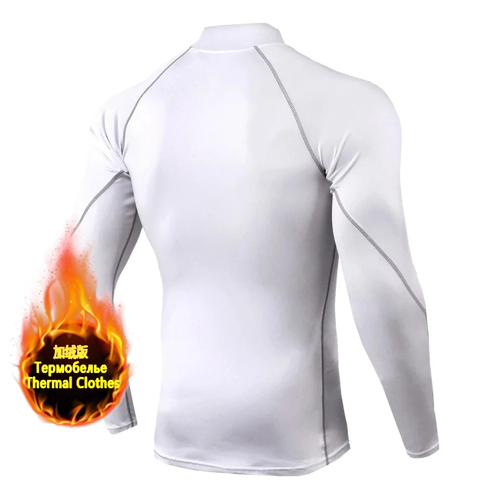 Winter Man Compression Shirt Cycling Clothing Warmth Shirt Warm Bottoming Shirt Men Compression T-Shirt Gym Sportswear 2024 New - Spy-shop.com