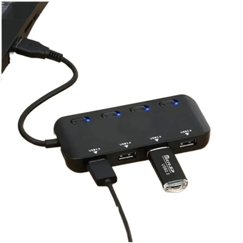 4-Port USB Hub with Individual On/Off Switches