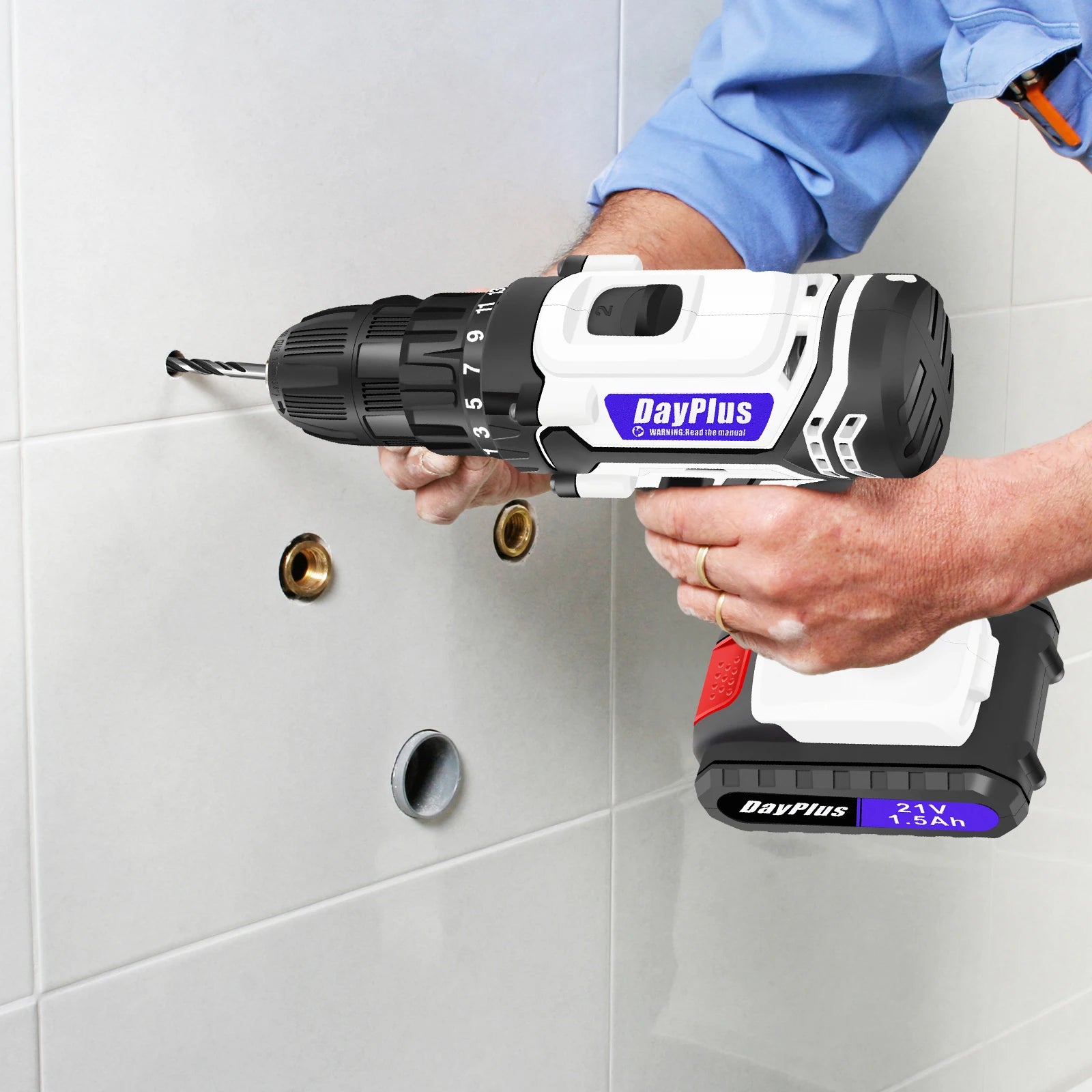 21V Portable Cordless Power Drill Set