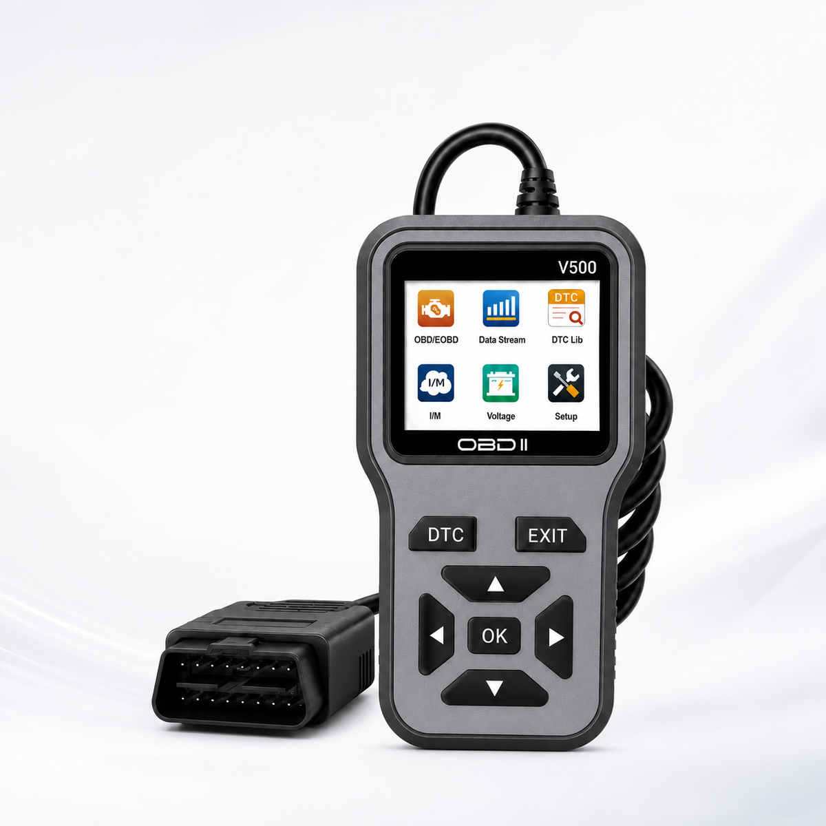 V500 Grey OBD2 Code Reader with Live Data & Readiness Check