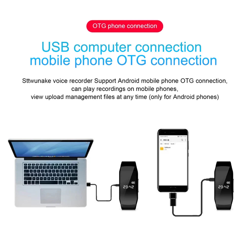 256GB Mini Camera Watch Audio Video Recording Bracelet USB Flash Driver Dictaphone Noise Reduce Sound Recording Wristband