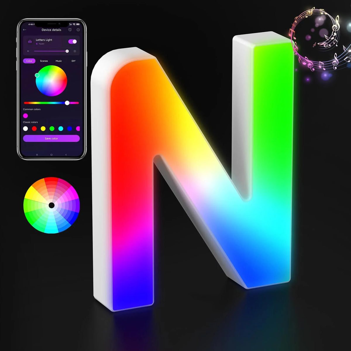 Appstyrt RGB LED-bokstavlampe