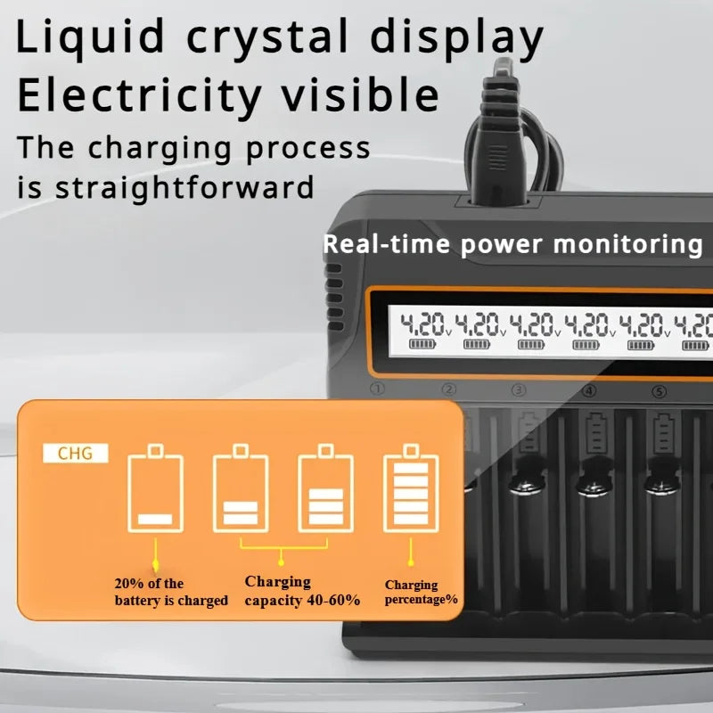 Universele batterijoplader met LCD voor 18650 AA AAA 12 sleuven