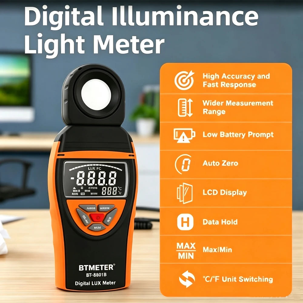 8801B Digital Light Meter with Rotating Sensor