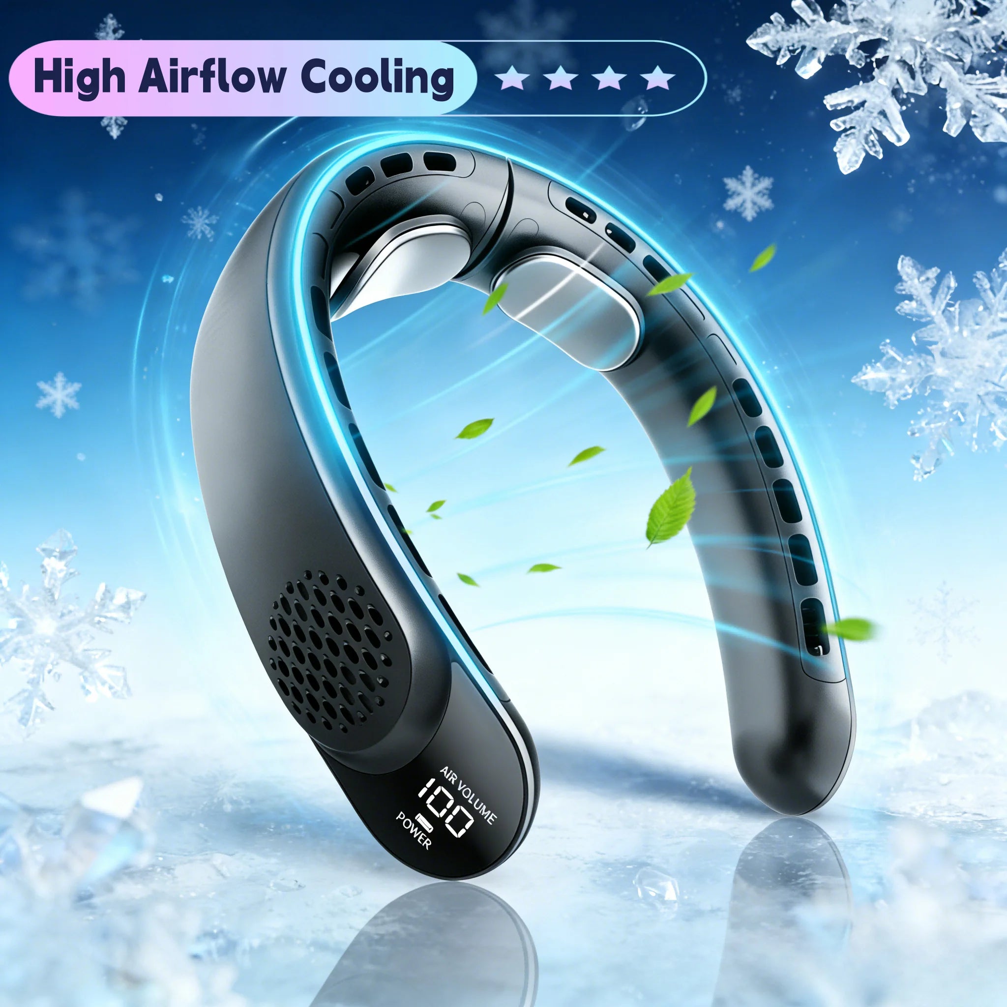 Portable Neck Fan with 4000mAh Battery and 3 Speeds