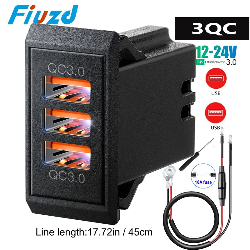 Power Socket 12V 24V USB Outlet 54W Dual PD USB-C Port Quick Charge 3.0 USB Charger Socket for passat b8 b7 b6 b5 accessories