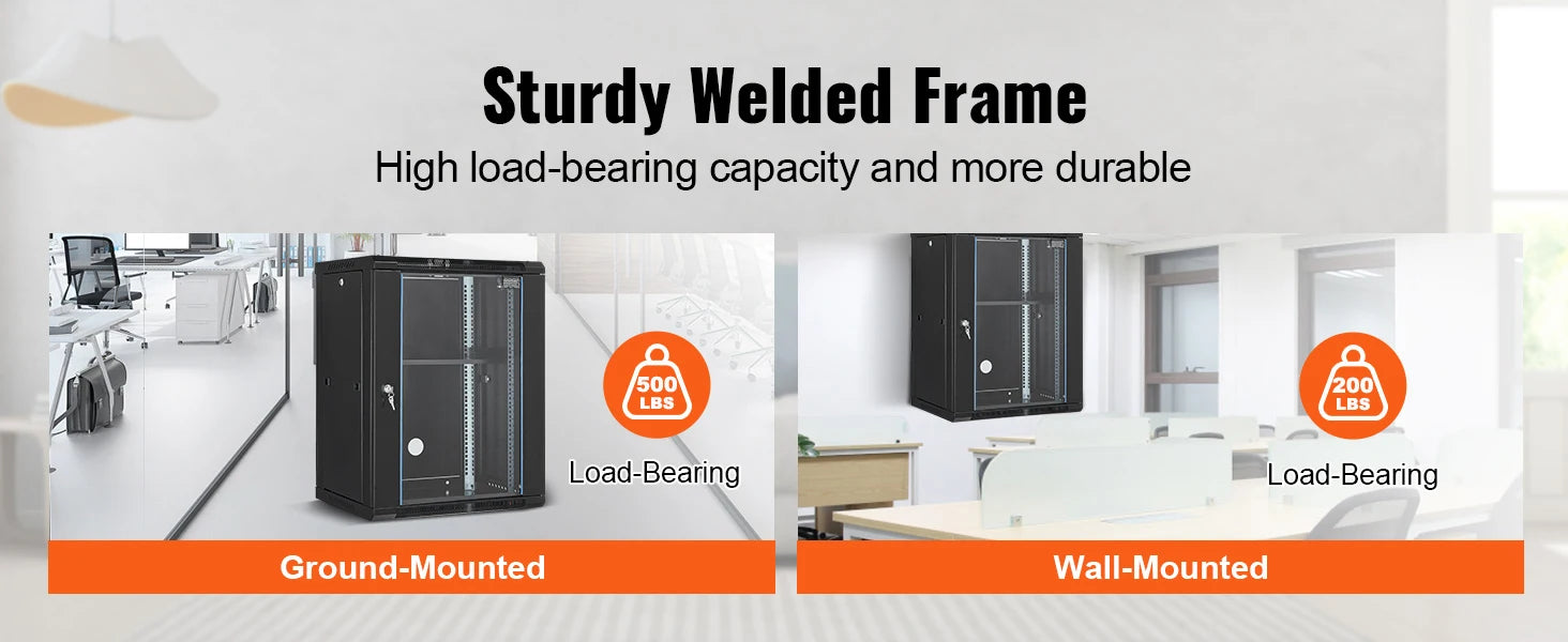 SucceBuy 15U Wall Mount Server Cabinet 500lbs Max Ground-mounted Load Capacity Network Rack Enclosure for IT A/V Devices Use