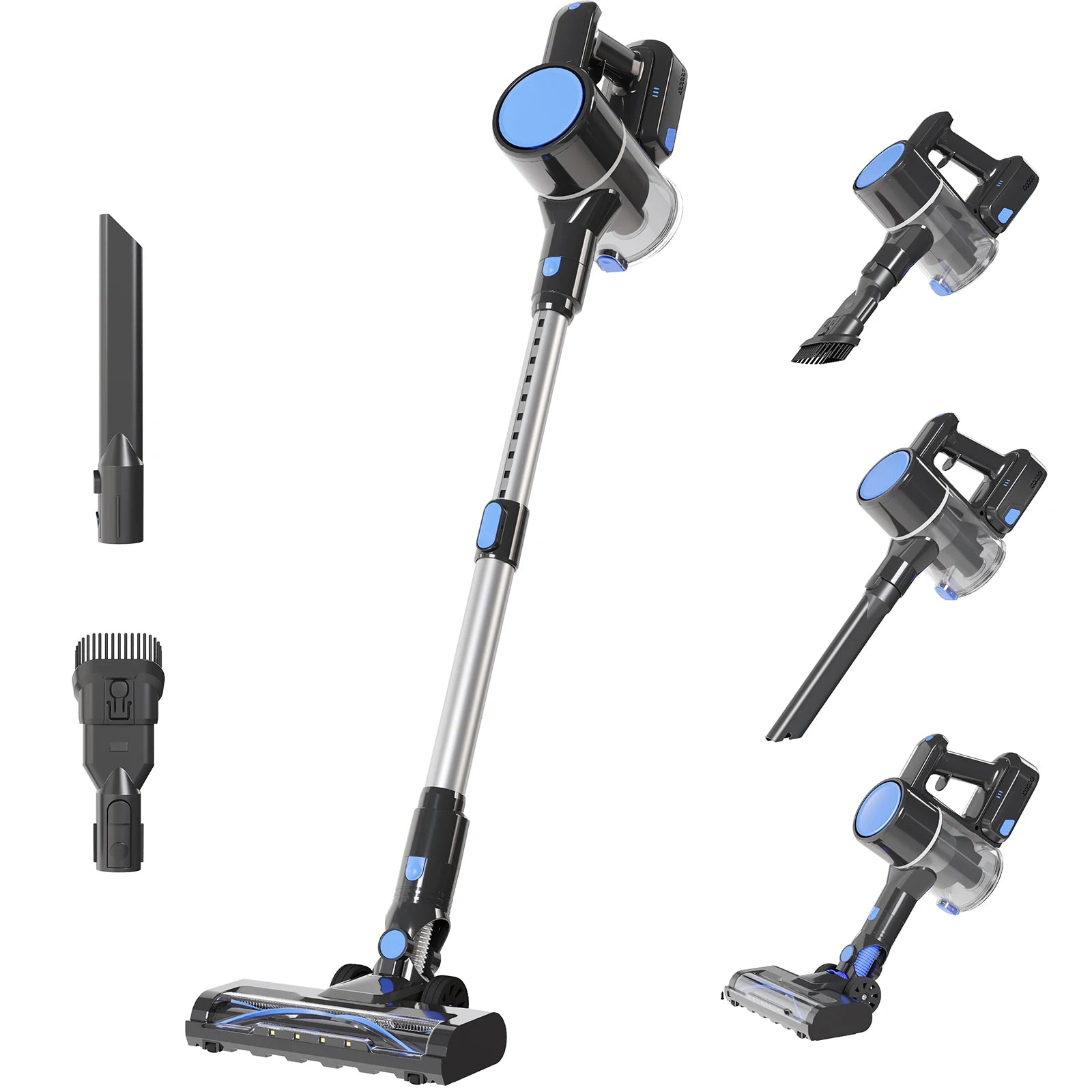 Cordless Stick Vacuum with LED Brush, Wall Mount & 3 Head Tools