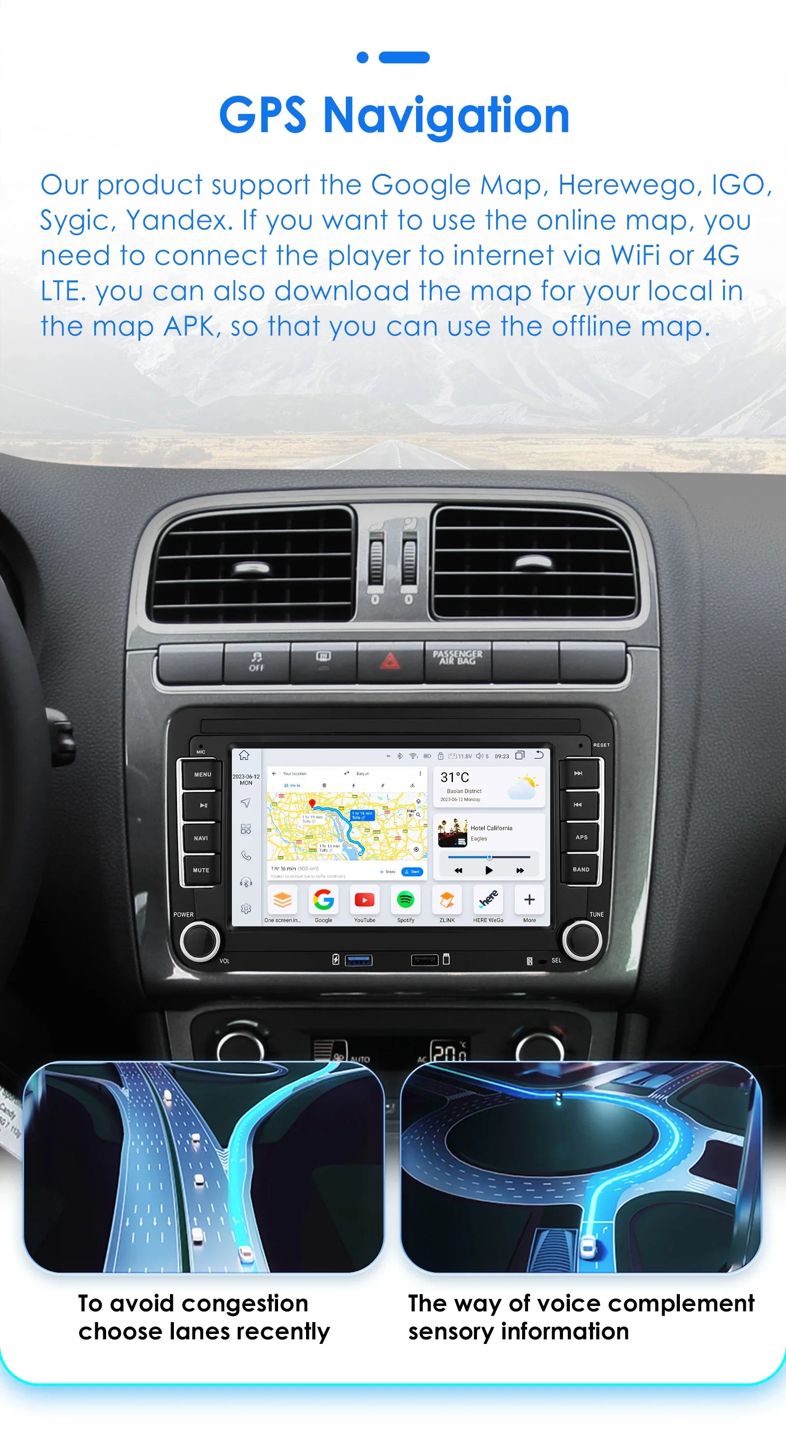 Android 13 Car Radio with CarPlay for Volkswagen Vehicles