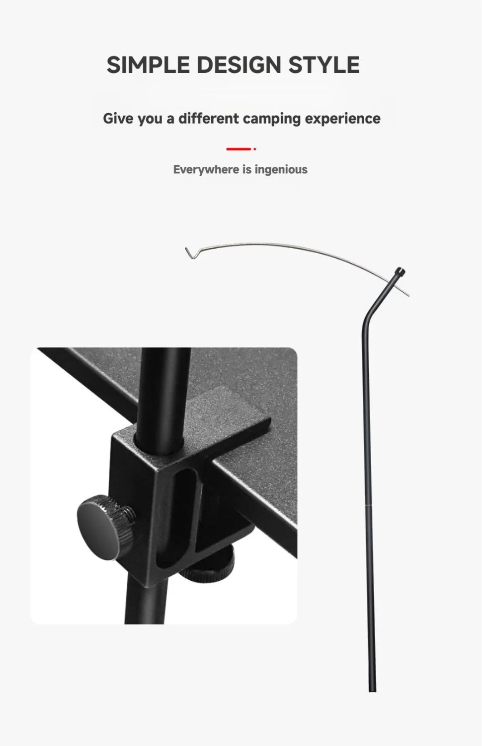 Adjustable Camping Lamp Stand Hook with 360° Positioning